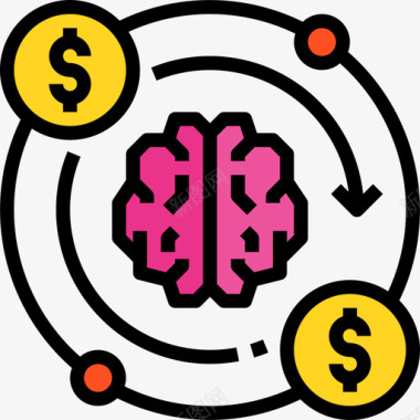 大脑矢量大脑大脑概念4线性颜色图标图标