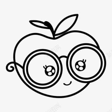 眼镜里的苹果性格水果图标图标