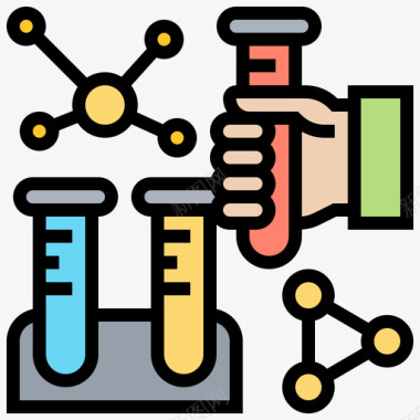 工程吊车分子生物工程25线性颜色图标图标
