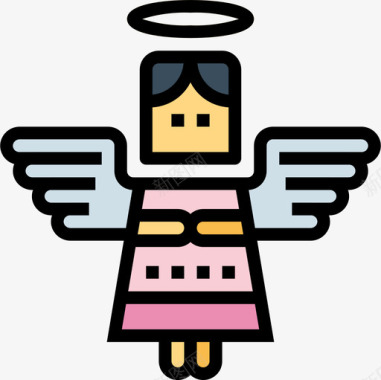 天使天使复活节59线性颜色图标图标