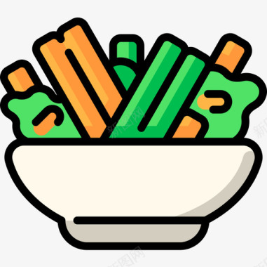 沙拉纯素食品4原色图标图标