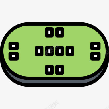 矢量大圆桌扑克桌赌场69彩色图标图标