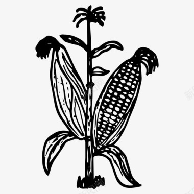 玉米食品手绘图标图标