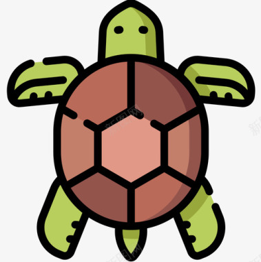 乌龟宠物店61线性颜色图标图标
