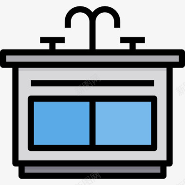 S70水槽厨房70线性颜色图标图标