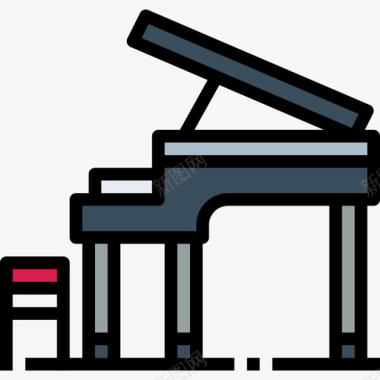 钢琴爵士乐3线性颜色图标图标
