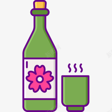 樱花清酒樱花节原色图标图标