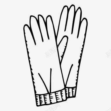 手套秋季手绘图标图标