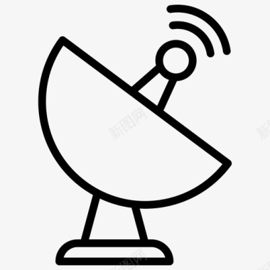 碟形天线卫星信号无线通信线标志图标图标