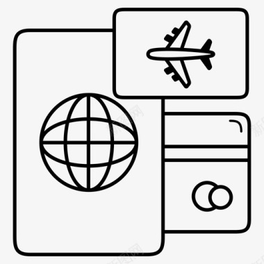 航空旅行国外银行卡图标图标