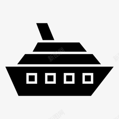 游船船旅游黑暗图标图标