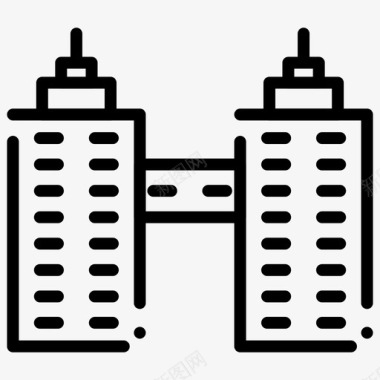 矢量虚线底纹建筑物城市办公室图标图标