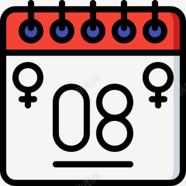 妇女节妇女节女权主义23线性颜色图标图标