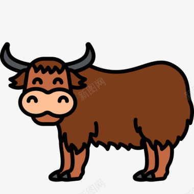牦牛动物27线形颜色图标图标