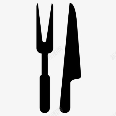 肉叉和刀餐具厨房工具图标图标