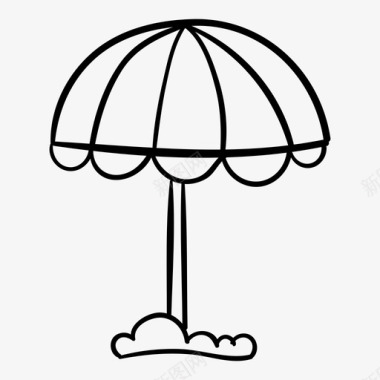 雨水伞配件海滩图标图标