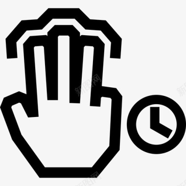 三个手指轻拍并保持触摸触摸手势轮廓图标图标