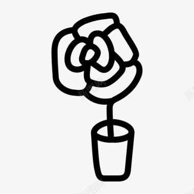 花旋转玫瑰花花瓶图标图标