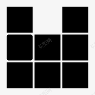 黑色网格129x9瓷砖图标图标