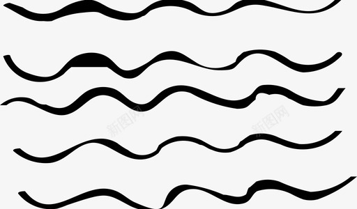 手绘的夏日波浪手绘的海浪图标图标