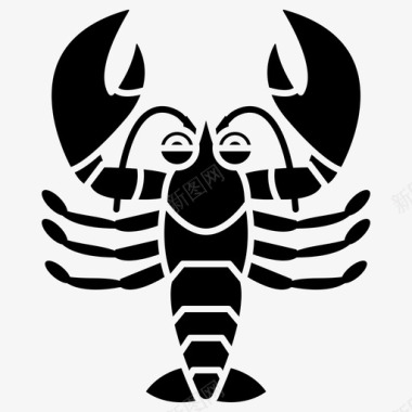 海鲜绿色食品龙虾小龙虾甲壳类动物图标图标