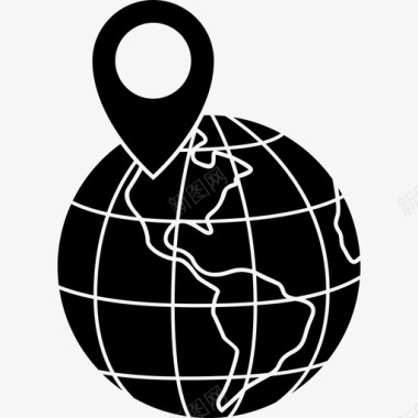 火箭图钉图标地球地图图钉目的地全球图标图标