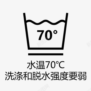 水温温度计水温70℃洗涤和脱水强度要弱图标