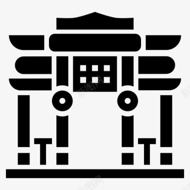 新年宫殿寺庙建筑亚洲图标图标