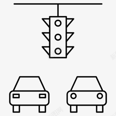 红绿灯路口汽车汽车信号道路信号图标图标