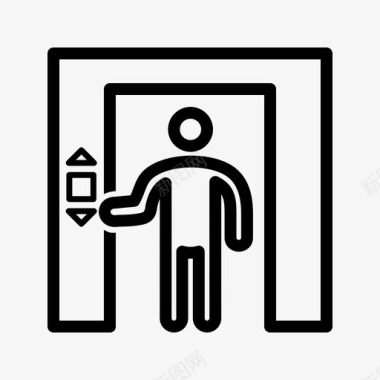使用电梯电梯内的人按按钮人图标图标