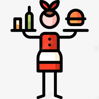 女服务员68号餐厅正色图标图标