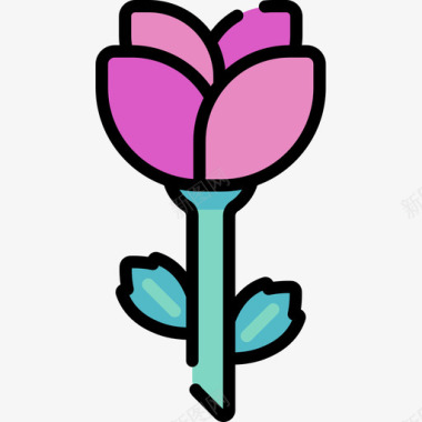 玫瑰182号婚礼线性颜色图标图标