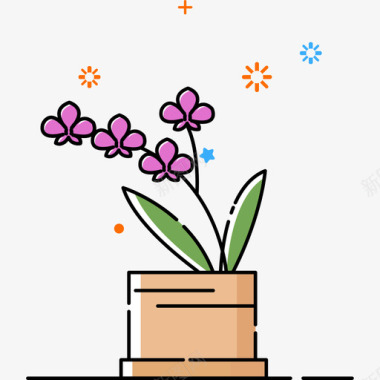 多色背景植物icon-蝴蝶兰图标