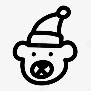 圣诞熊帽子假日图标图标
