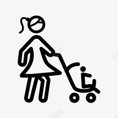 妈妈抱宝宝妈妈和婴儿车怀孕了图标图标