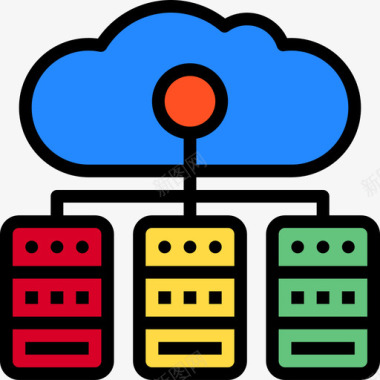 服务器服务器计算机数据存储4线性颜色图标图标