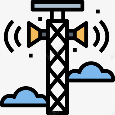 旧式电台扬声器无线电台4线性彩色图标图标