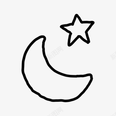 月亮和星星夜晚幻想图标图标