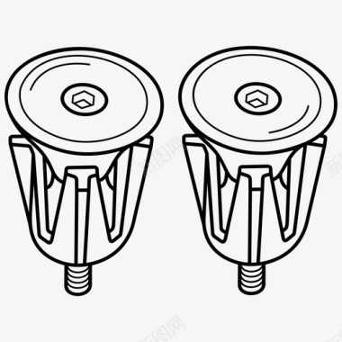 自行车车把插头杆端盖图标图标