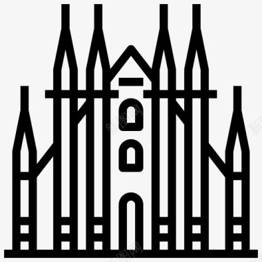 米兰大教堂建筑建筑和城市图标图标