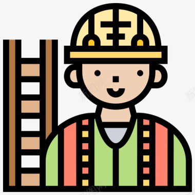 操作工建筑工人3线颜色图标图标