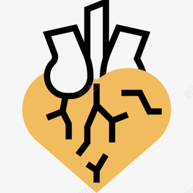 器官心脏人体器官7黄色阴影图标图标