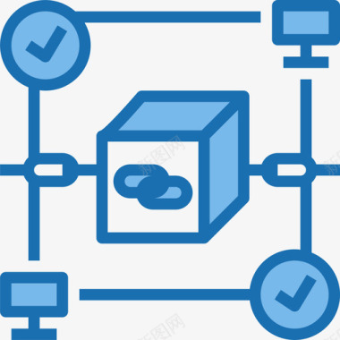 区块链ppt点对点区块链27蓝色图标图标