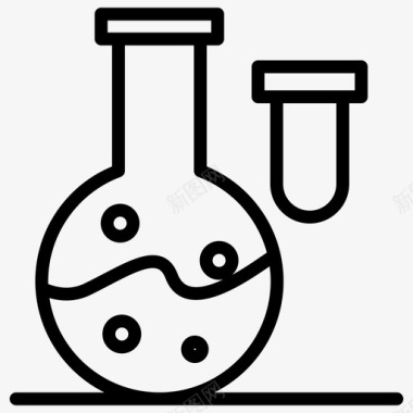 烧杯和试管矢量插画烧杯佛罗伦萨烧瓶实验室图标图标