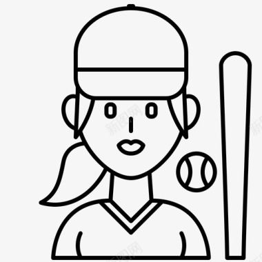棒球女孩球员图标图标