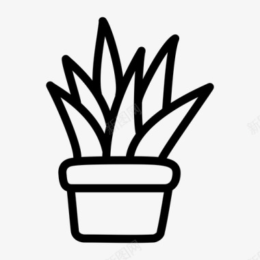 芦荟植物盆栽图标图标