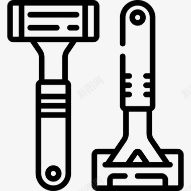 金属剃须刀剃须刀纹身工作室14线性图标图标