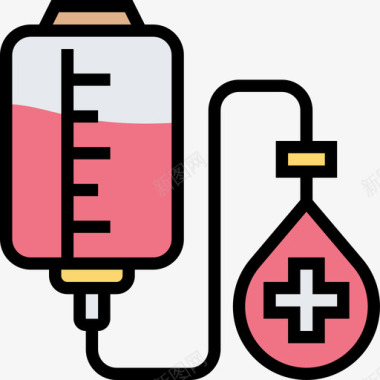献血慈善元素4线性颜色图标图标