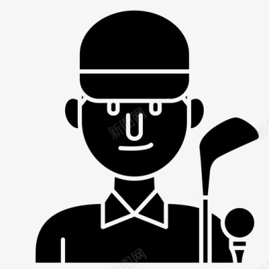 高尔夫头像男人图标图标