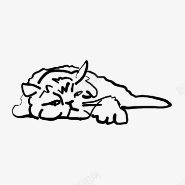 手绘猫掌疲倦的猫睡着的无聊的图标图标